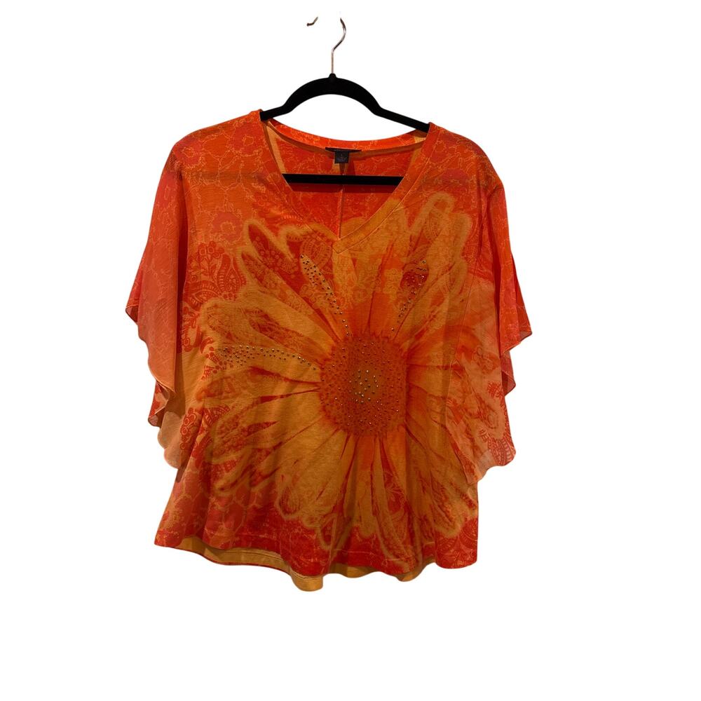 Westbound Jeweled Flutter Sleeve Tank, L